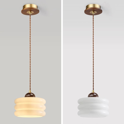 Contemporary Multi-layer Cake White Glass Pendant Light for Dining Room