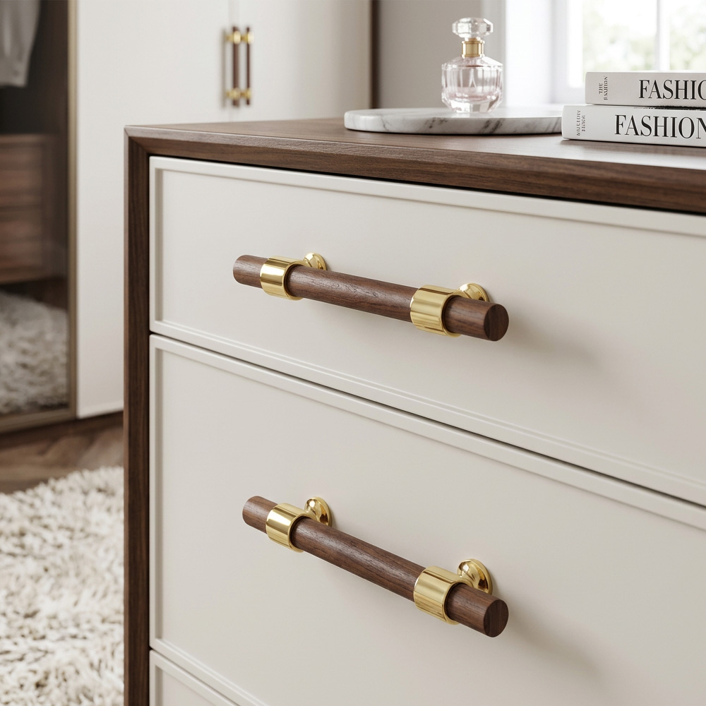 Modern Walnut Wood Decorative Drawer Pulls