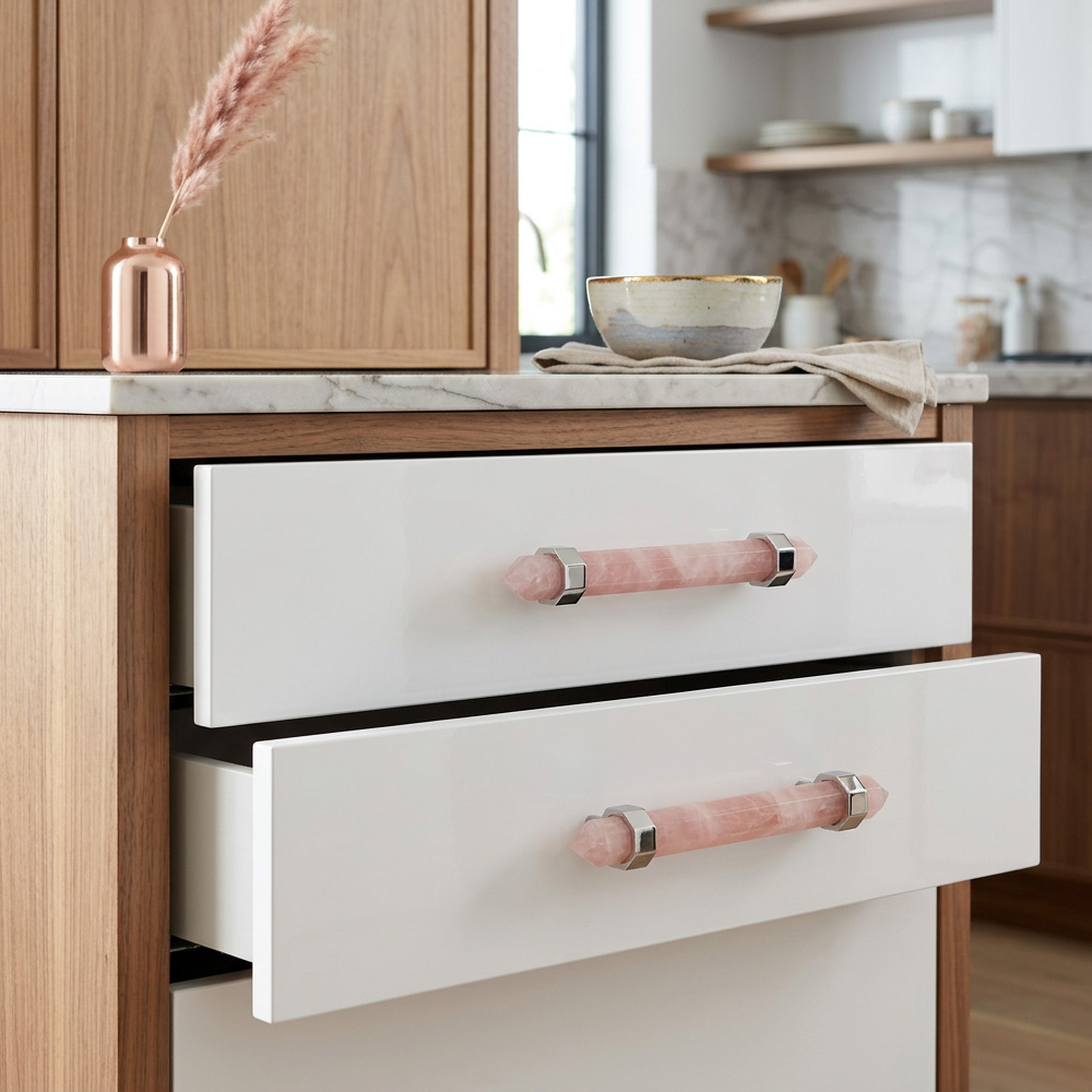 Nordic Natural Crystal Hexagonal Stone Drawer Pull