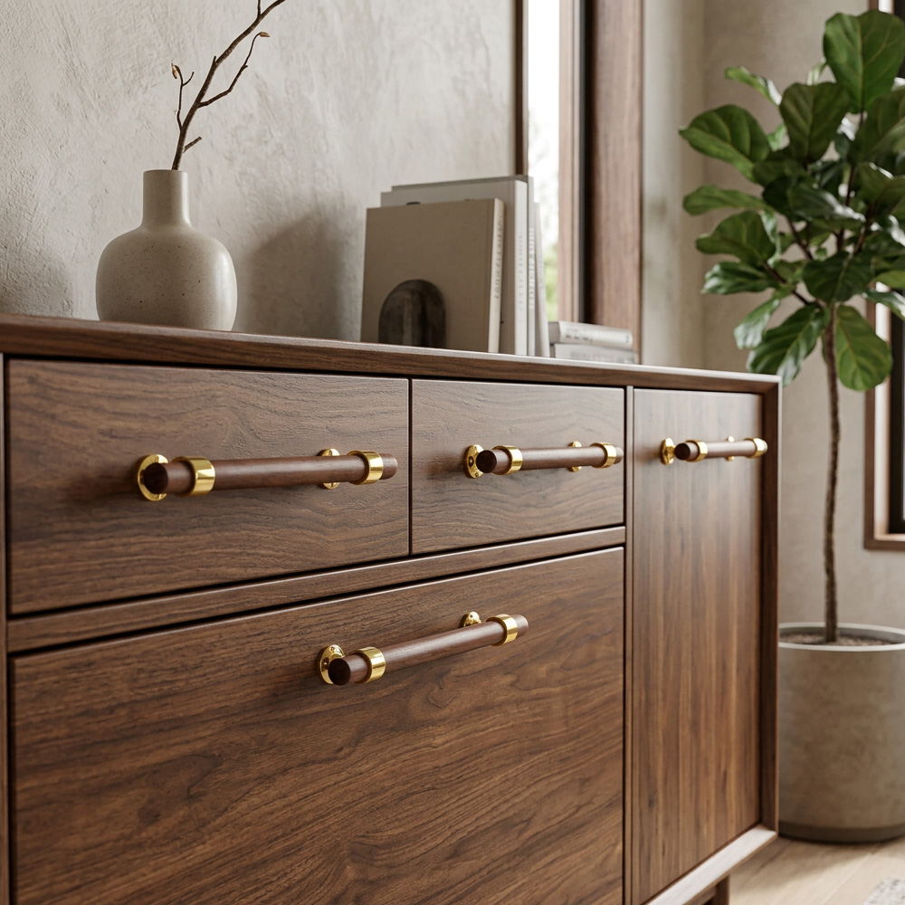 Modern Walnut Wood Decorative Drawer Pulls