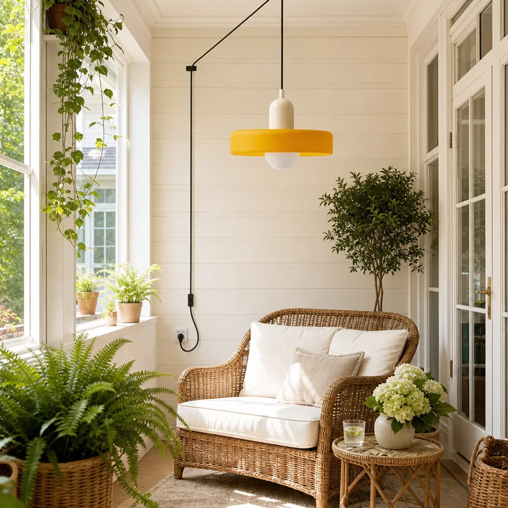 Bauhaus Colorful Glass Plug-In Pendant Light for Modern Rooms