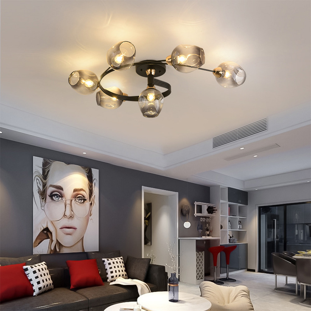 Modern Orbital Glass Bubble Ceiling Light For Living Room