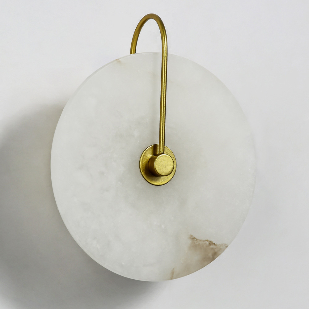 Simple Marble Round LED Bedroom Wall Light
