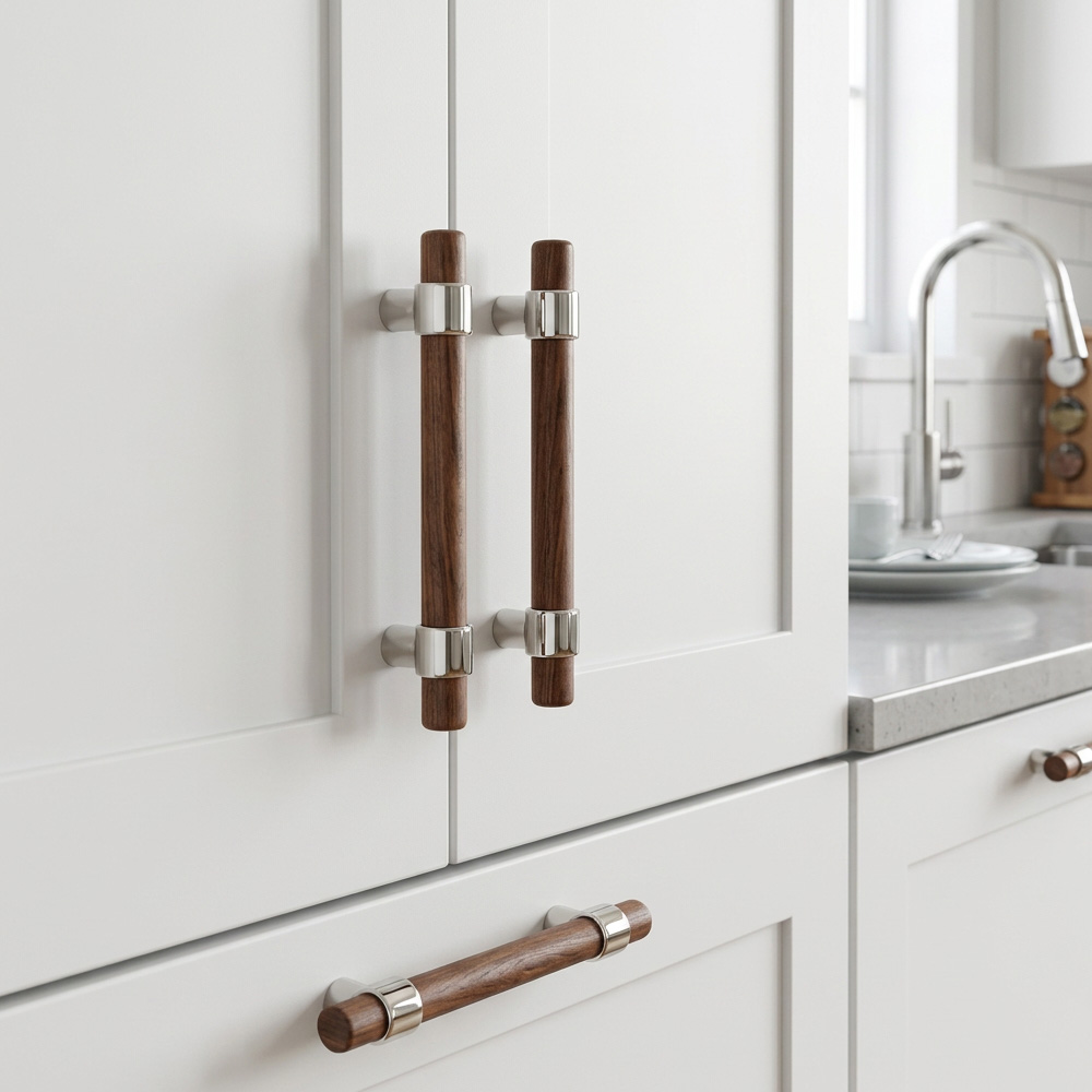 Modern Walnut Wood Decorative Drawer Pulls
