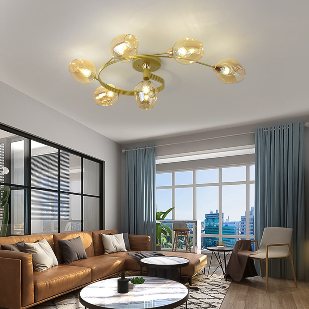 Modern Orbital Glass Bubble Ceiling Light For Living Room