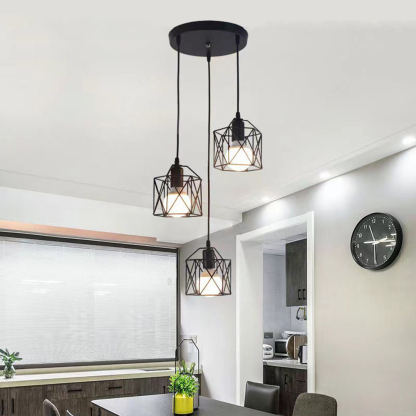 Industrial Black Iron 3 Light Pendant Light