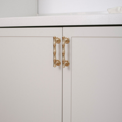 Light French Bamboo Polished Brass Drawer Pulls