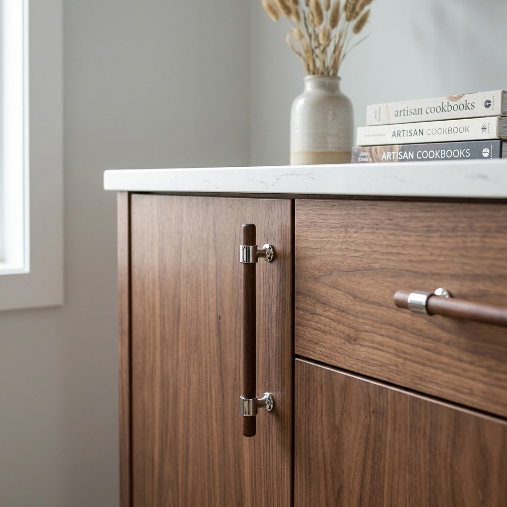 Modern Walnut Wood Decorative Drawer Pulls