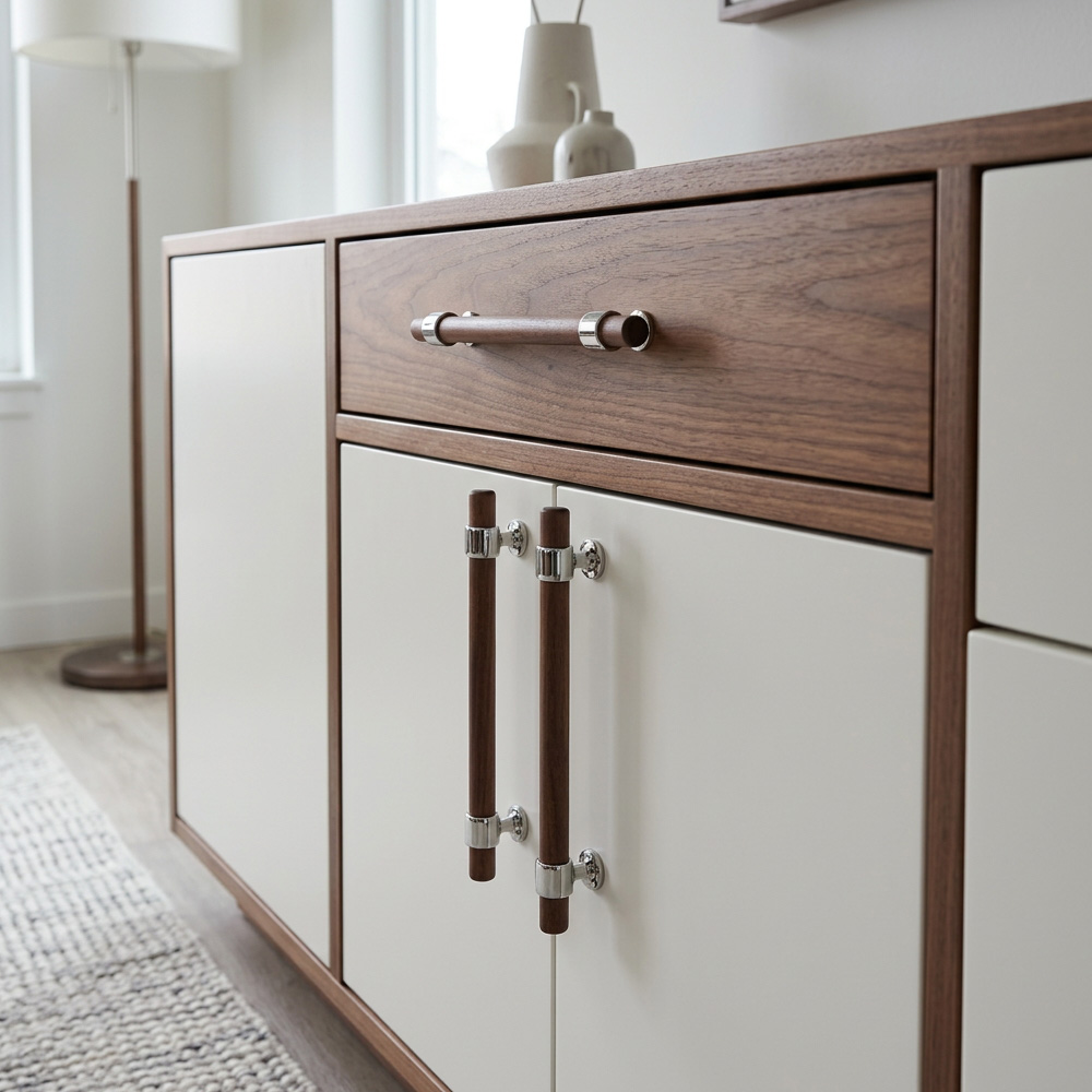 Modern Walnut Wood Decorative Drawer Pulls