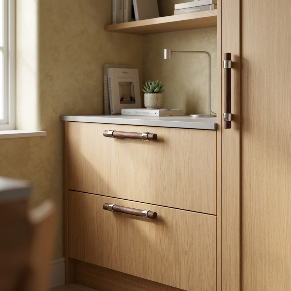Modern Walnut Wood Decorative Drawer Pulls