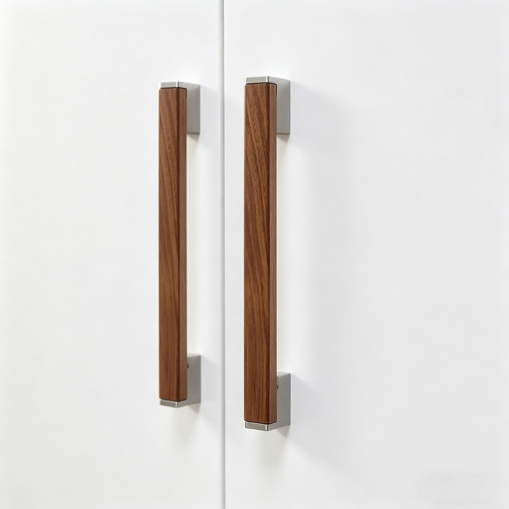 Wood Grain Black Drawer Pulls Kitchen Cabinet Handles