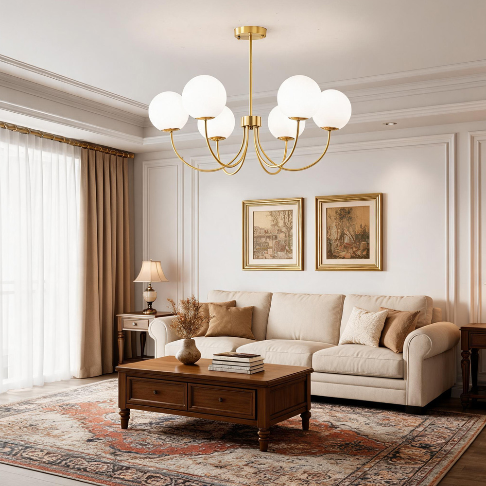 Bubb White Glass Marshmallow Chandelier