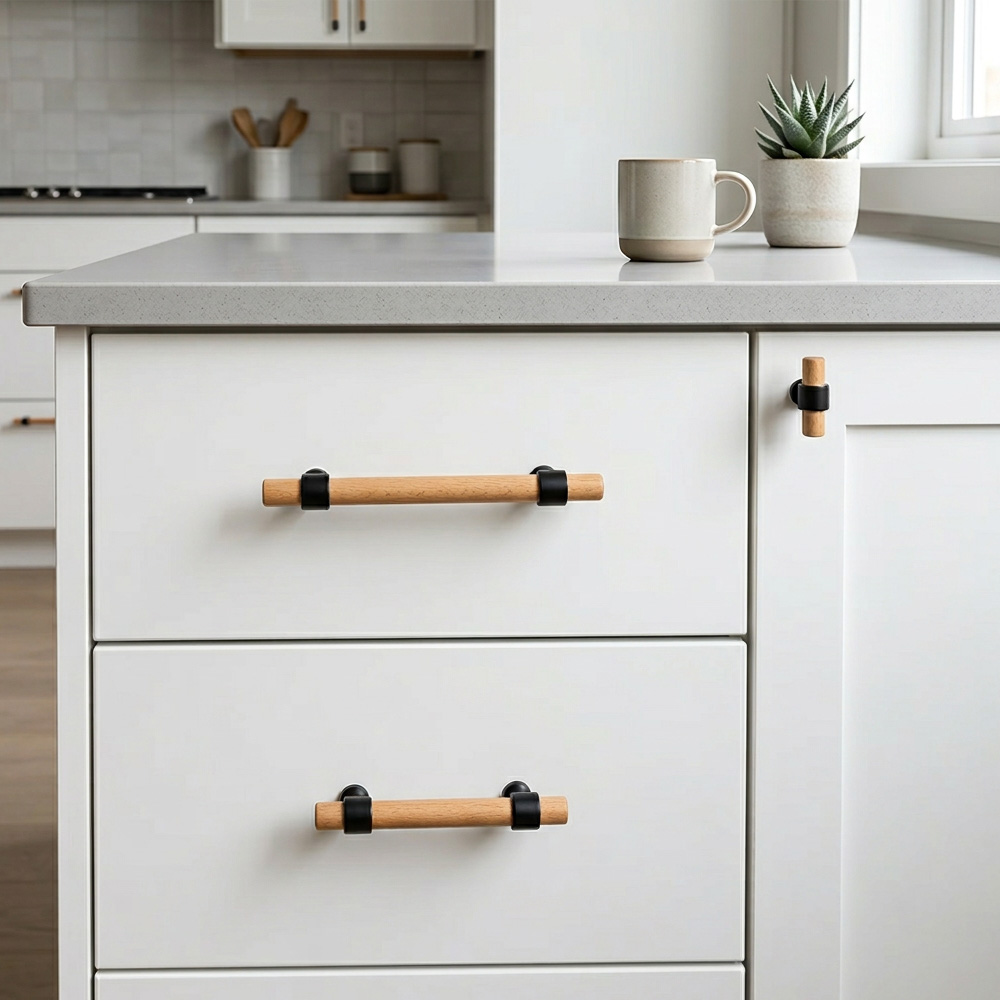 Modern Walnut Wood Decorative Drawer Pulls