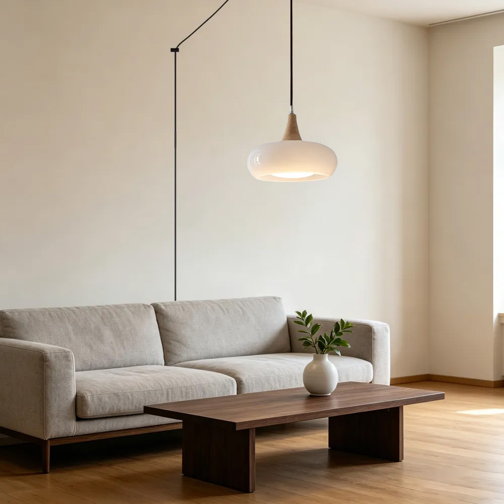 Nordic Minimalist Wood Cream Pendant Light for Bedrooms
