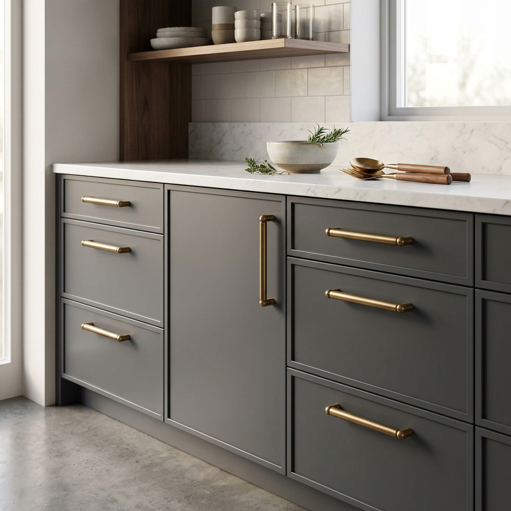 Modern Decorative Solid Brass T-Bar Cabinet Pulls