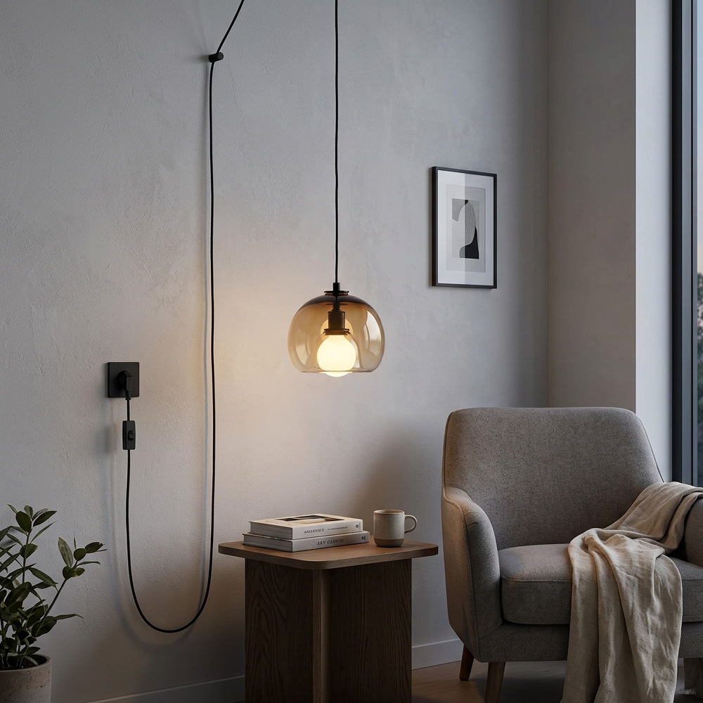 Handblown Glass Plug-in DIning Room Pendant Light