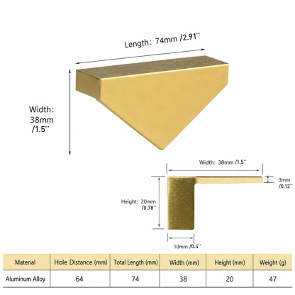 Modern Gold Aluminum Alloy Drawer Pulls for Kitchen Furniture