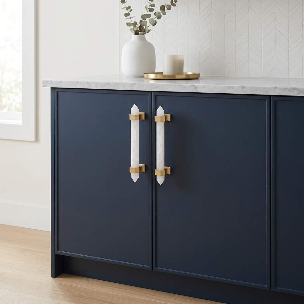 Nordic Natural Crystal Hexagonal Stone Drawer Pull