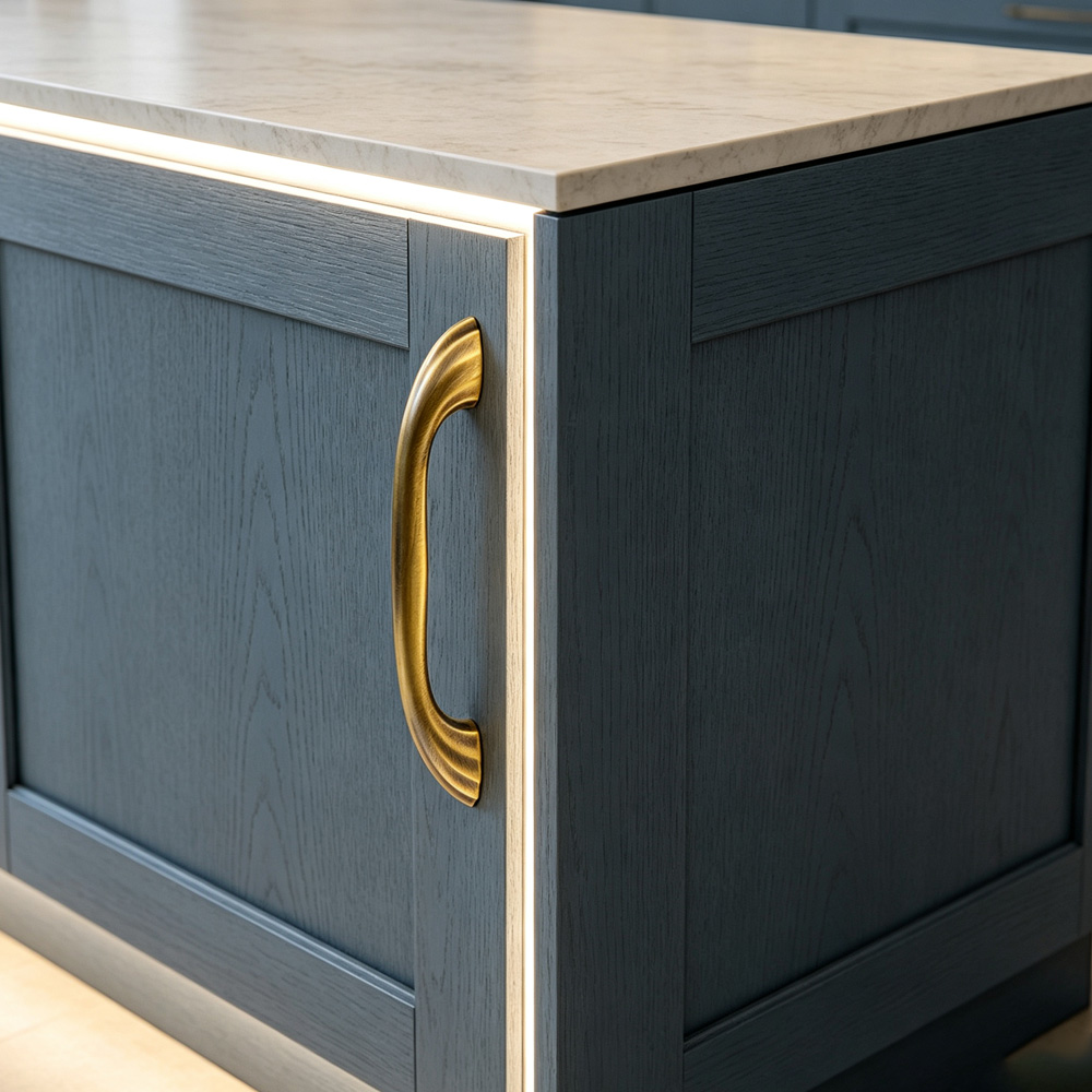 Modern Curved Black and Brass Arc Cabinet Pulls