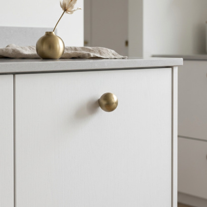 French Vintage Solid Antique Brass Ball-End Cabinet Pulls