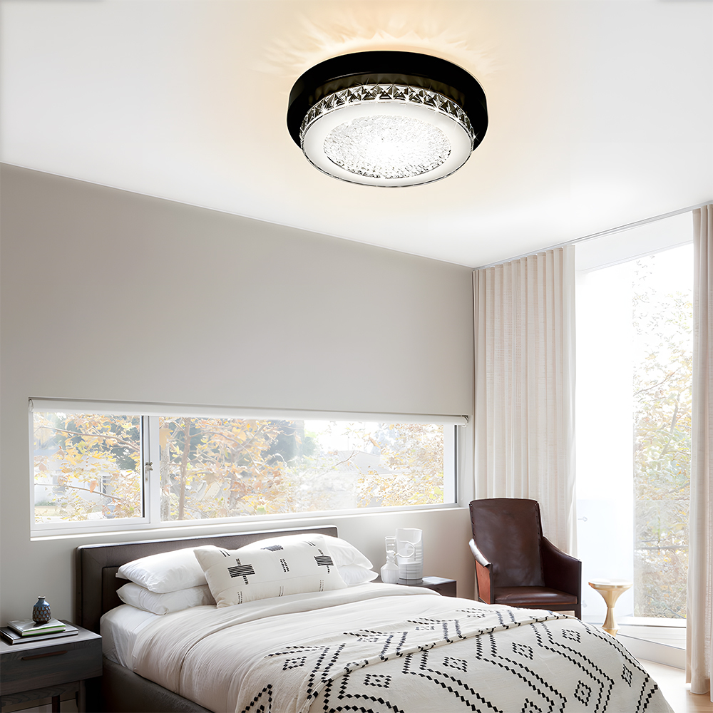 American Black Flush Mount Crystal Ceiling Light For Bedroom-8