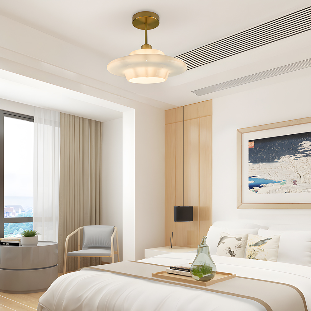 Modern White Glass Flush Mount Ceiling Light 
