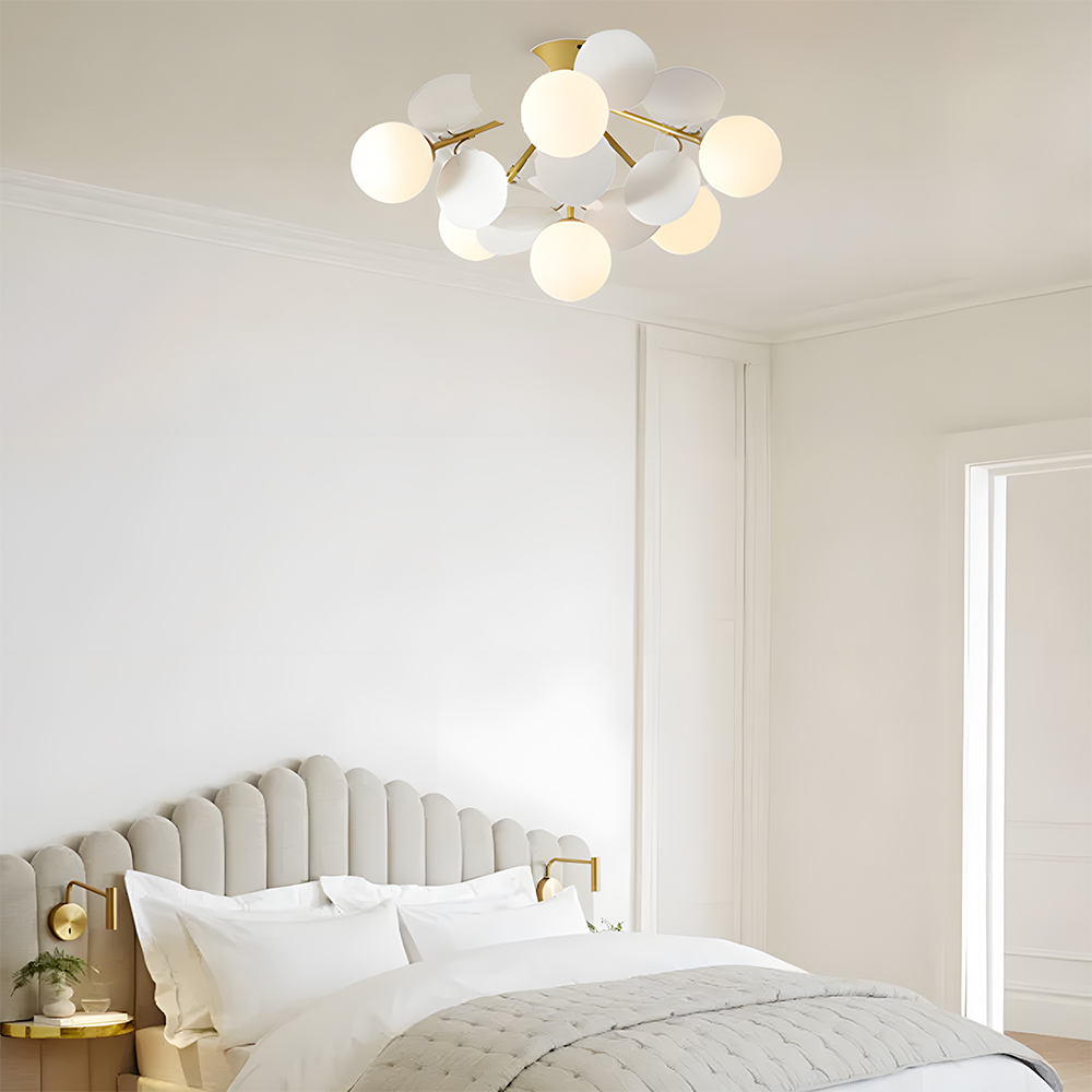 Modern Spherical Shape Glass Flush Ceiling Light Chandelier for Living Room