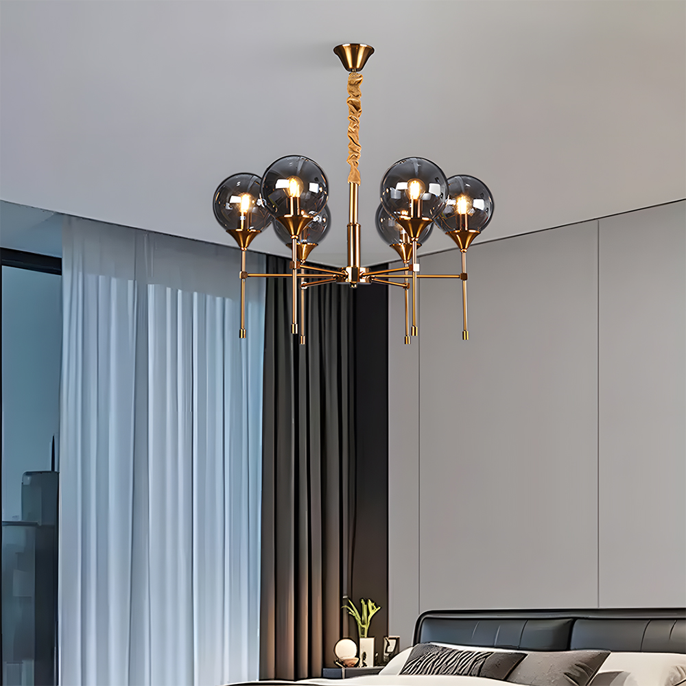 Elegant Modern Smoky Glass Sphere Chandelier