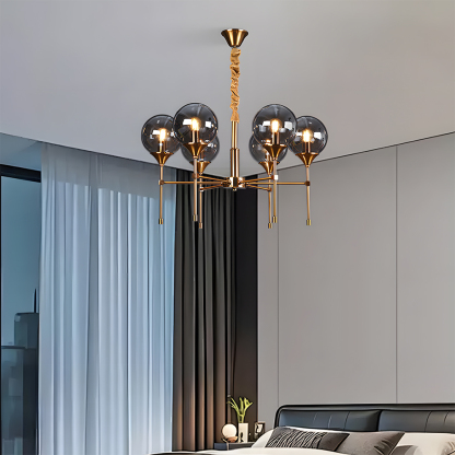 Elegant Modern Smoky Glass Sphere Chandelier