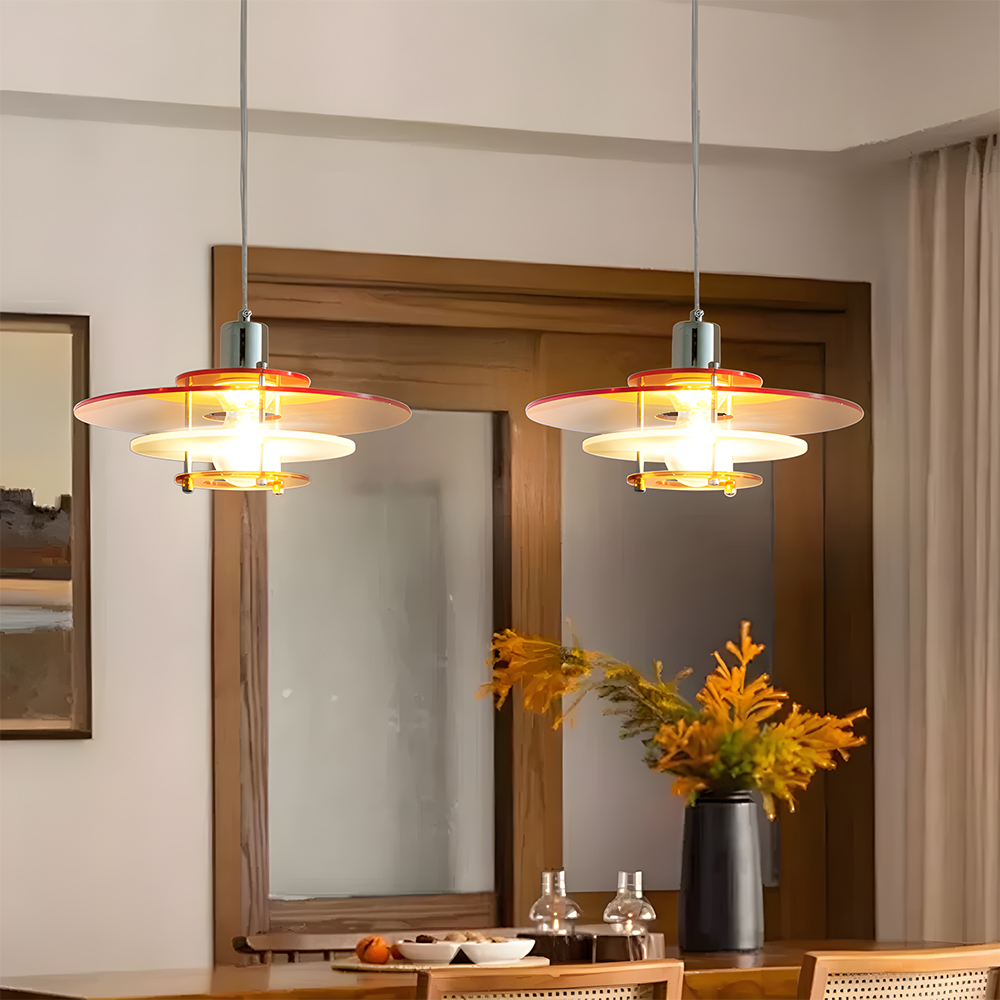 Modern UFO Pendant Light Iron Acrylic Multi-Layer Lamp
