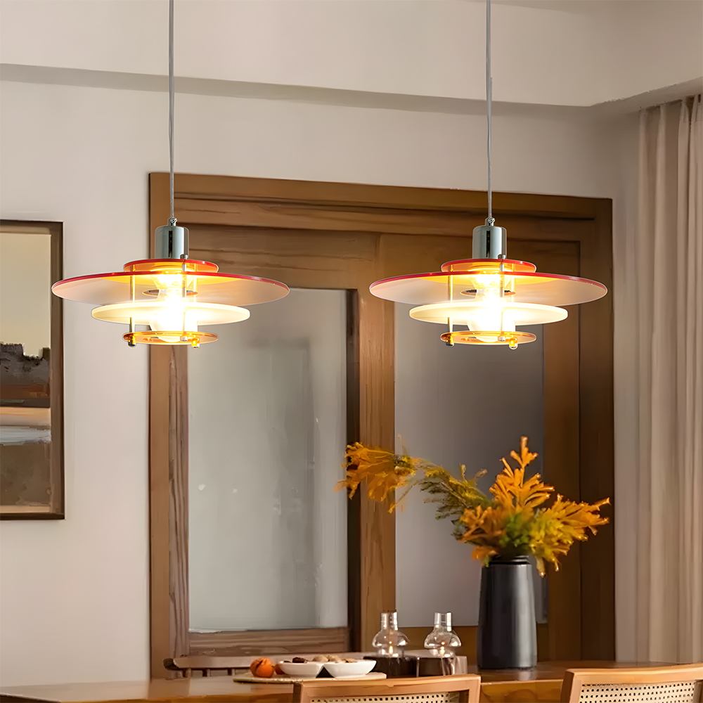 Modern UFO Pendant Light Iron Acrylic Multi-Layer Lamp