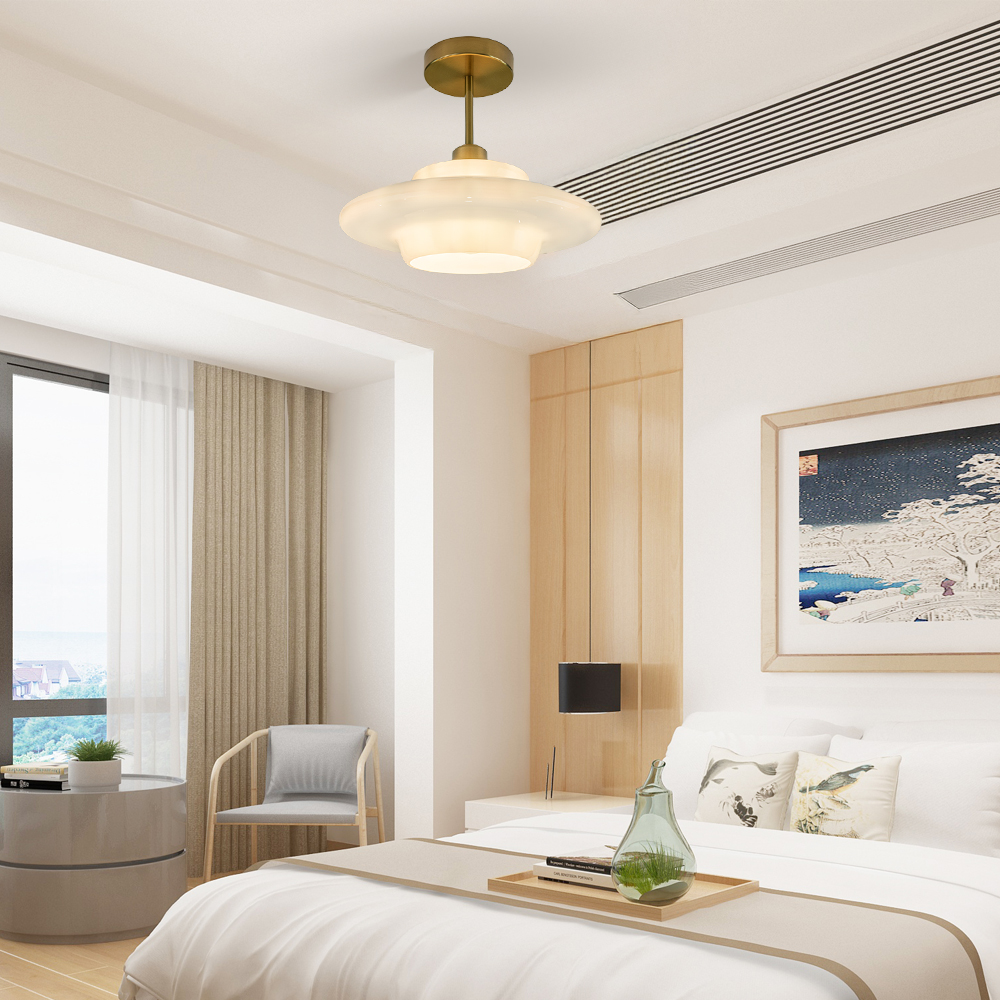 Homdiy Modern Round Crystal LED Ceiling Light Fixture for Bedroom, image size:1000x1000