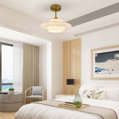 Modern White Glass Flush Mount Ceiling Light 