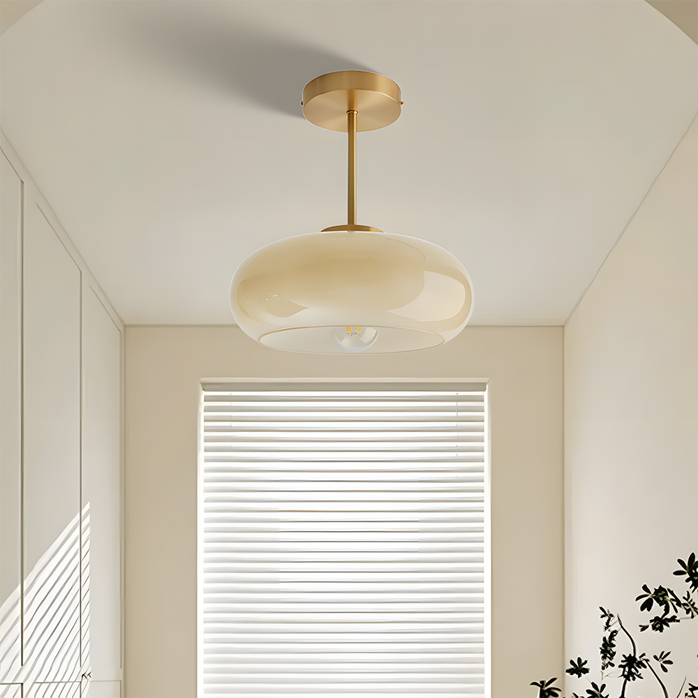 Modern Style Glass Flush Mount Ceiling Light with Gold Base