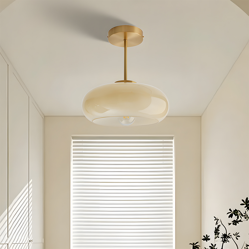 Modern Style Glass Flush Mount Ceiling Light with Gold Base