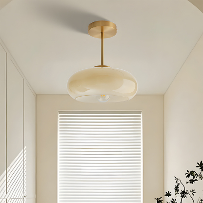 Modern Style Glass Flush Mount Ceiling Light with Gold Base