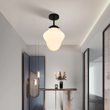 Vintage Glass White Flush Mount Ceiling Light For Bedroom