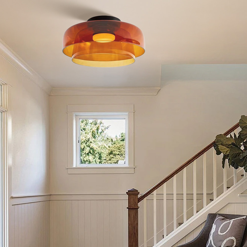 Medieval Flush Mount Glass Ceiling Lamp Design