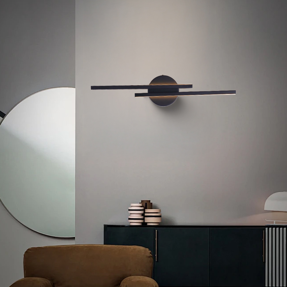 Modern LED Wall Sconce, Black Acrylic & Iron