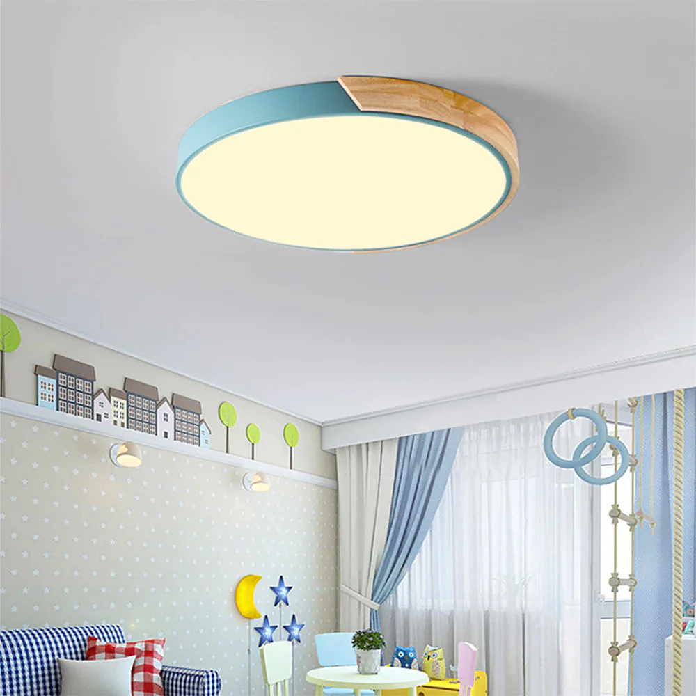 Minimalist Round LED Wooden Ceiling Light