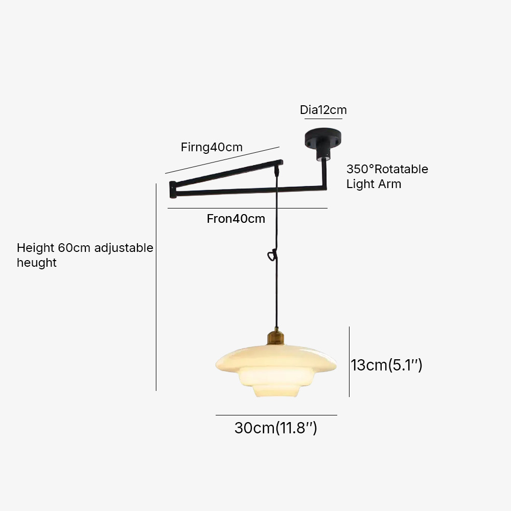 Kitchen Island White Glass Adjustable Swing Arm Pendant Light