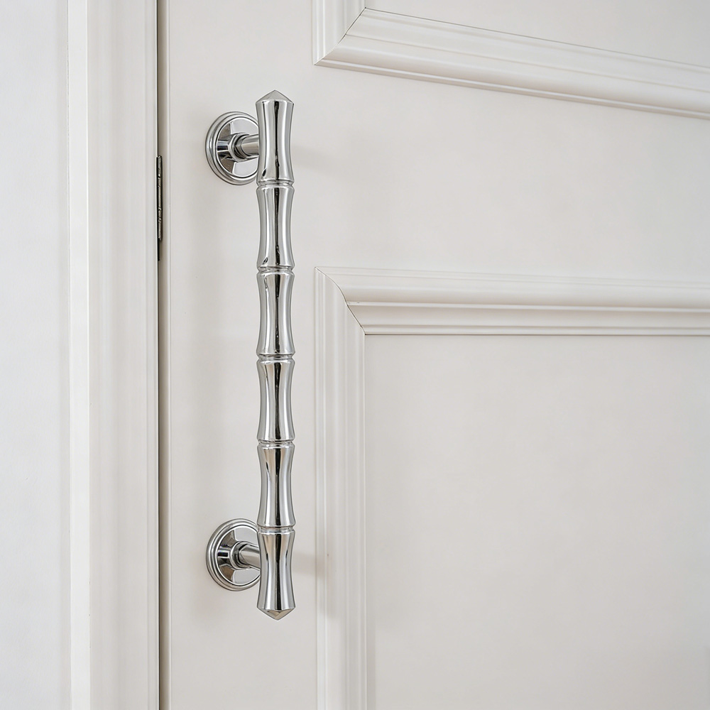 Light French Bamboo Polished Brass Drawer Pulls