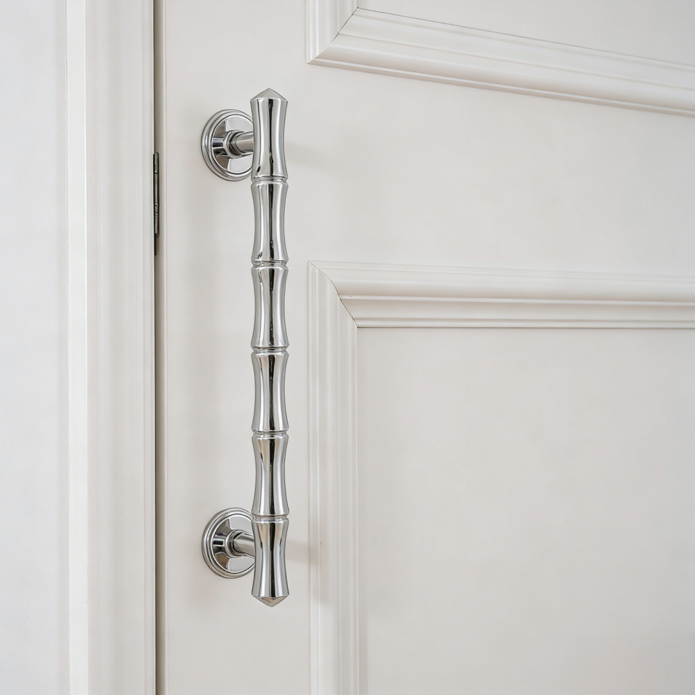 Light French Bamboo Polished Brass Drawer Pulls