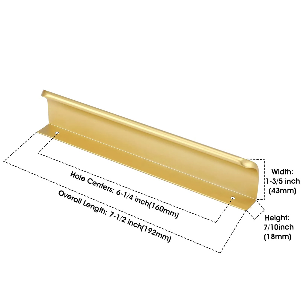 Modern Brushed Brass Gold  Edge Finger Pulls