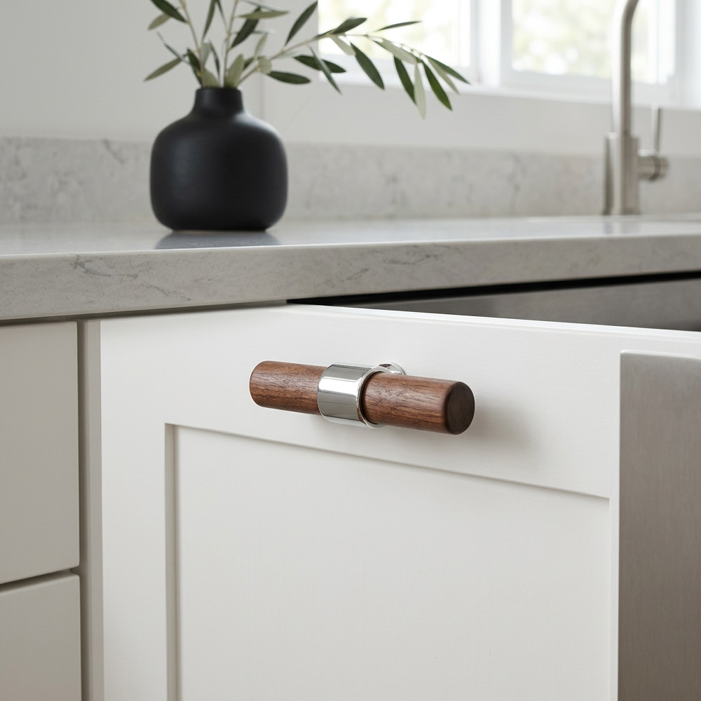 Modern Walnut Wood Decorative Drawer Pulls