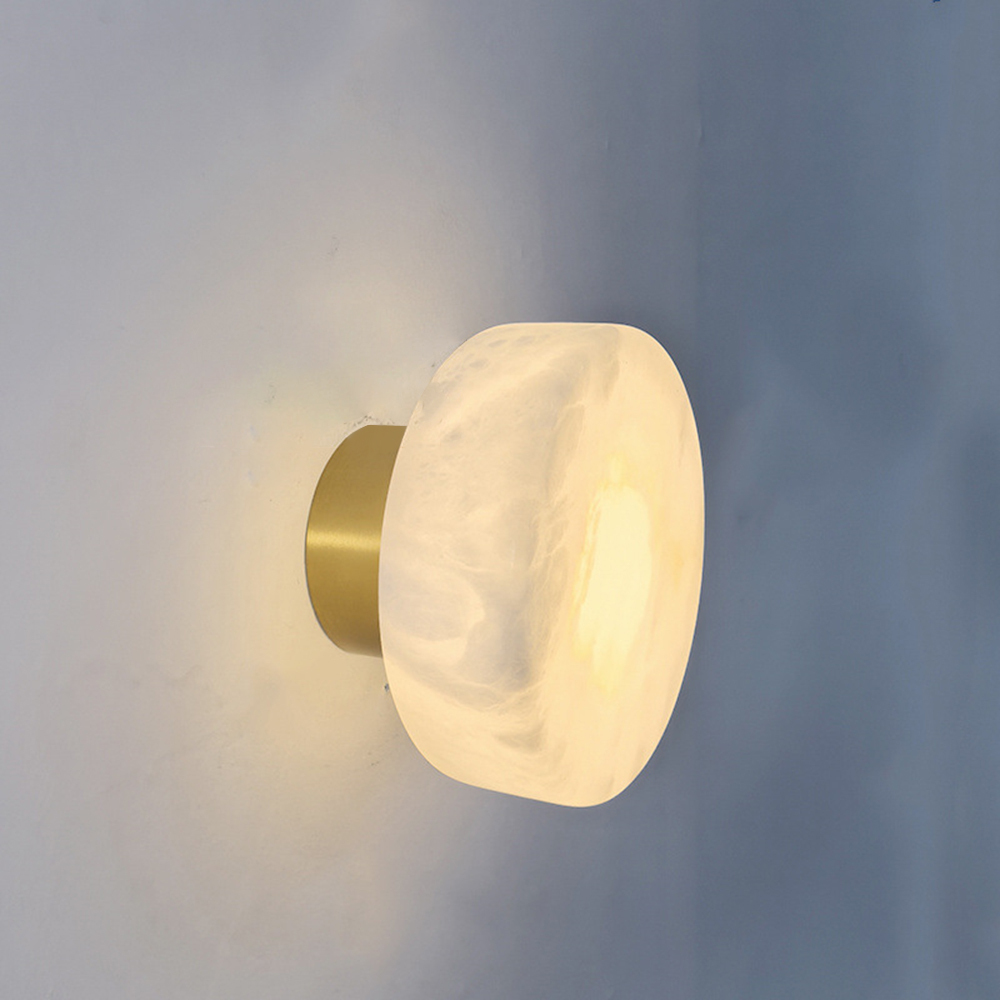 Homdiy Wall Lights Natural Marble Round Simple Living Room LED Wall Sconce