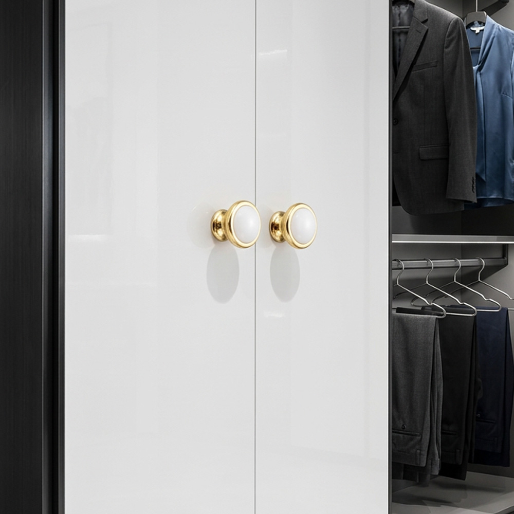 Light Luxury Gold White Creamic Kitchen Door Handles