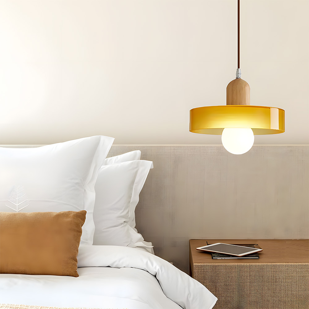 Modern pendant lights glass wood for dining room bauhaus | Homdiy