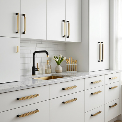 Nordic Art Deco Brass Kitchen Cabinet Handles