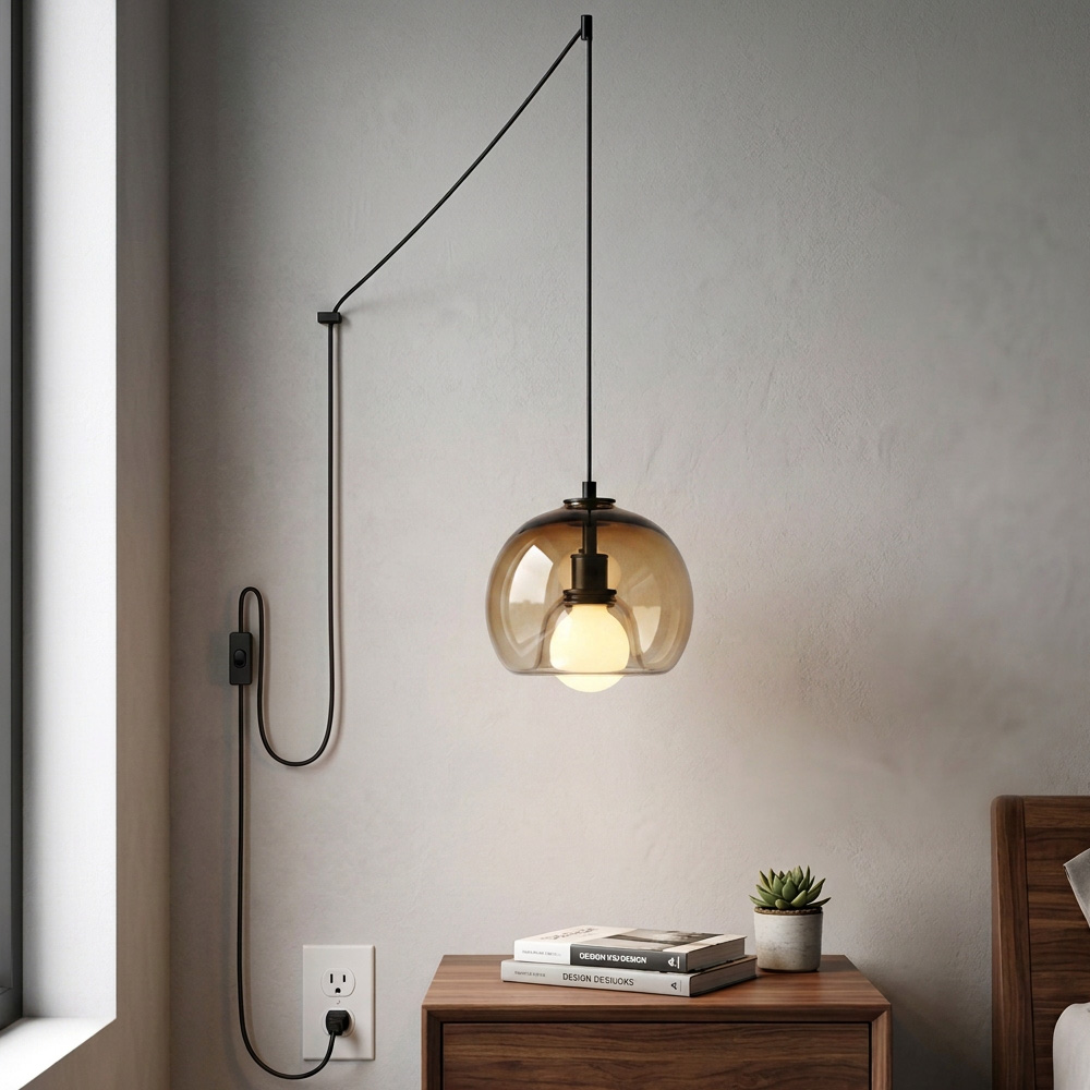 Handblown Glass Plug-in DIning Room Pendant Light